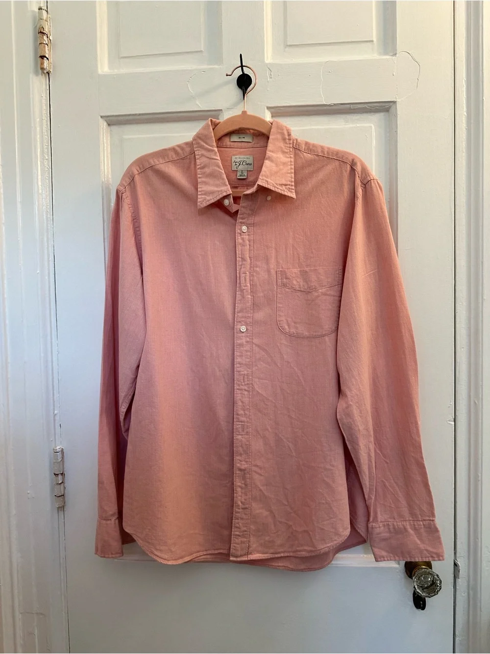 J. Crew Men's Long-Sleeve Button-Down Shirt in Light Pink